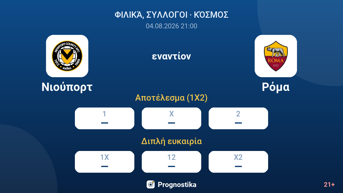 Νιούπορτ εναντίον Ρόμα — αποδόσεις