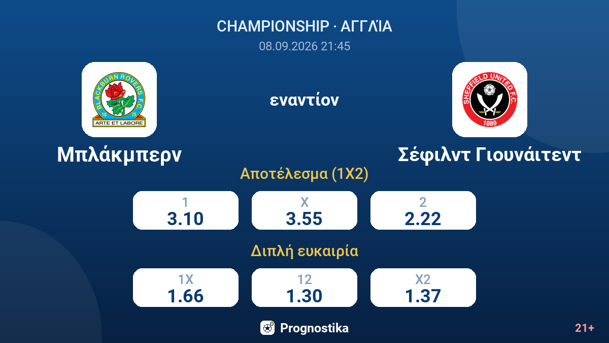 Μπλάκμπερν - Σέφιλντ Γιουνάιτεντ — αποδόσεις