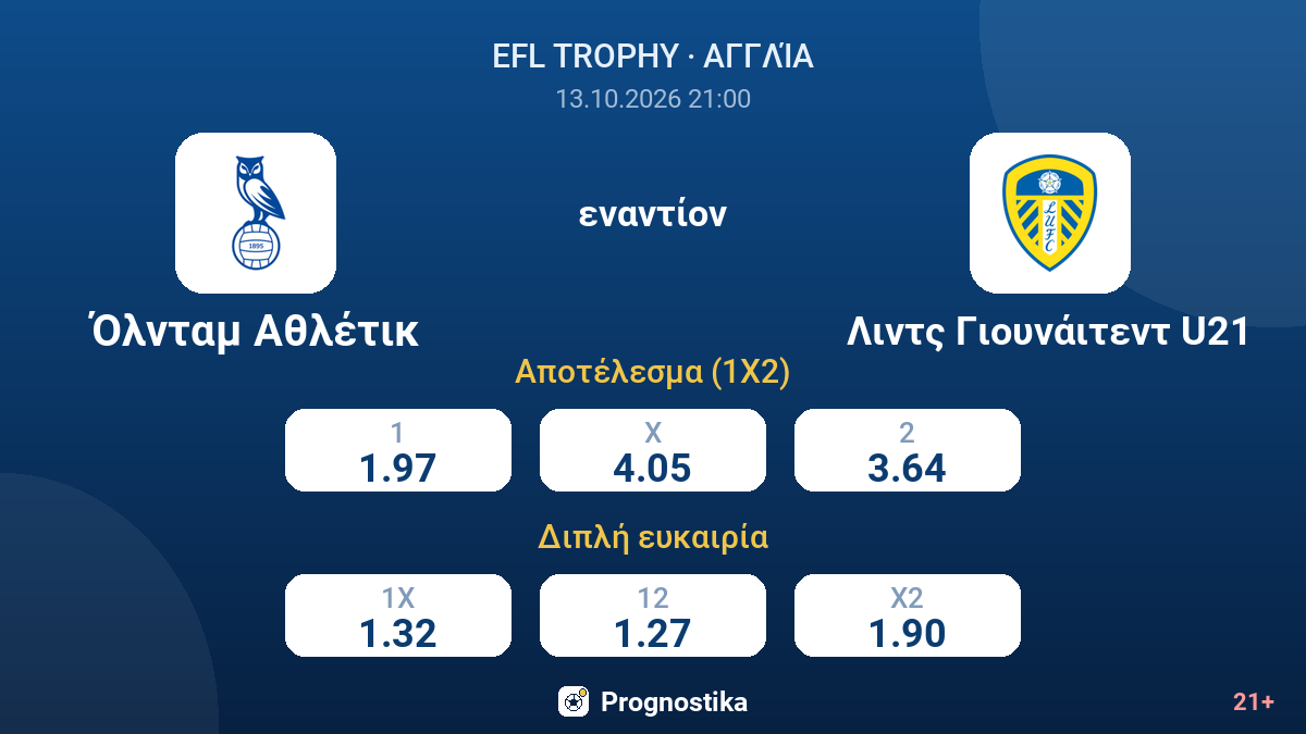 Όλνταμ Αθλέτικ - Λιντς Γιουνάιτεντ U21 — αποδόσεις