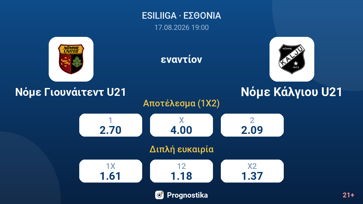 Νόμε Γιουνάιτεντ U21 - Νόμε Κάλγιου U21 — αποδόσεις