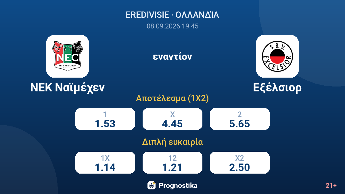 ΝΕΚ Ναϊμέχεν - Εξέλσιορ — αποδόσεις