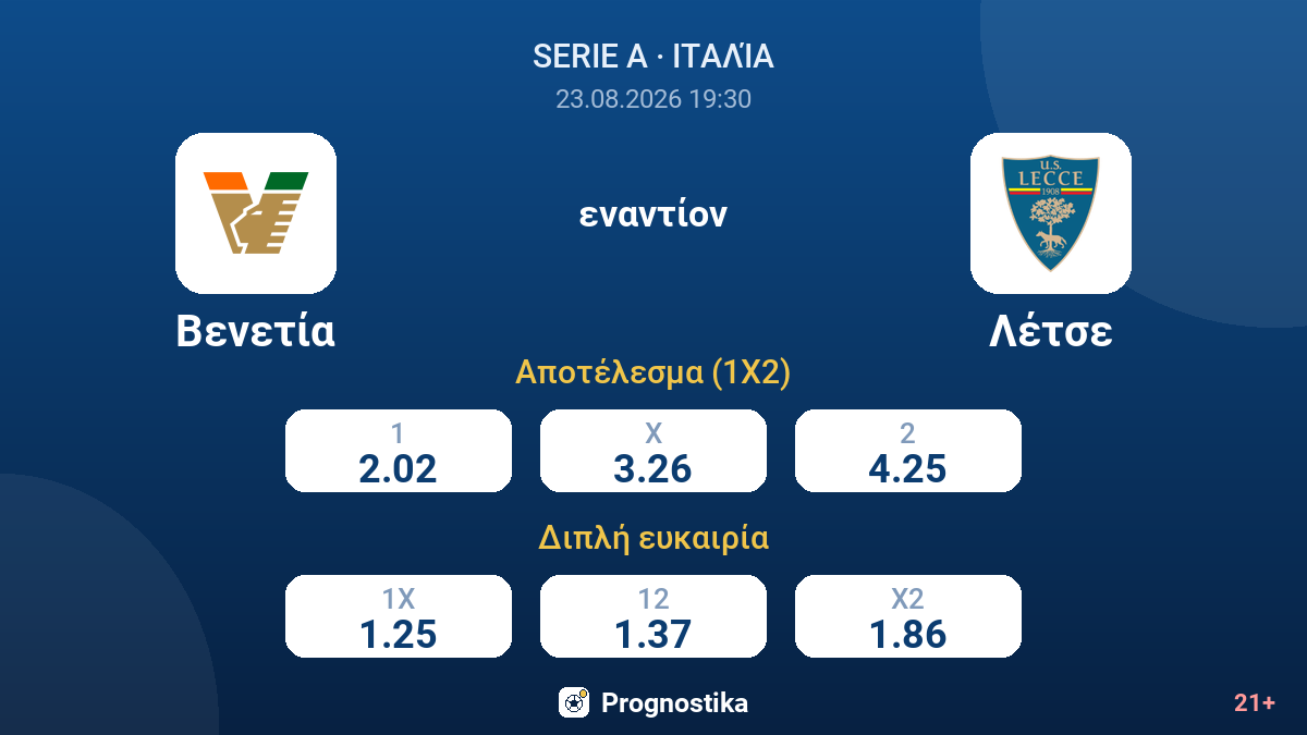 Βενετία - Λέτσε — αποδόσεις