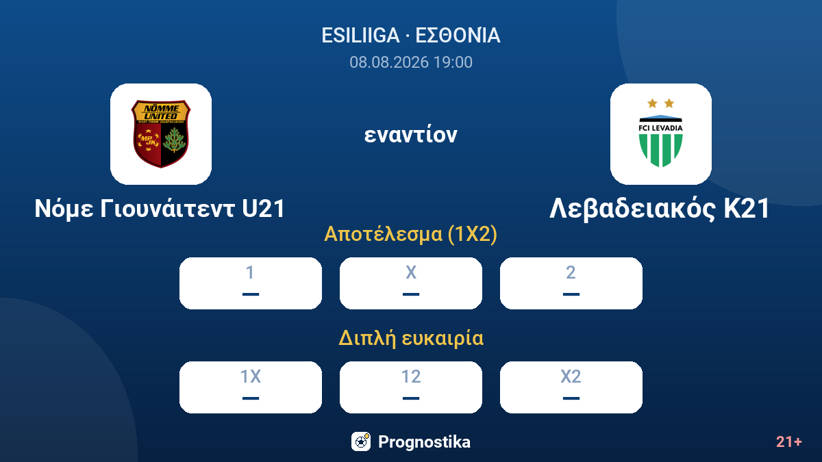 Νόμε Γιουνάιτεντ U21 - Λεβαδειακός Κ21 — αποδόσεις